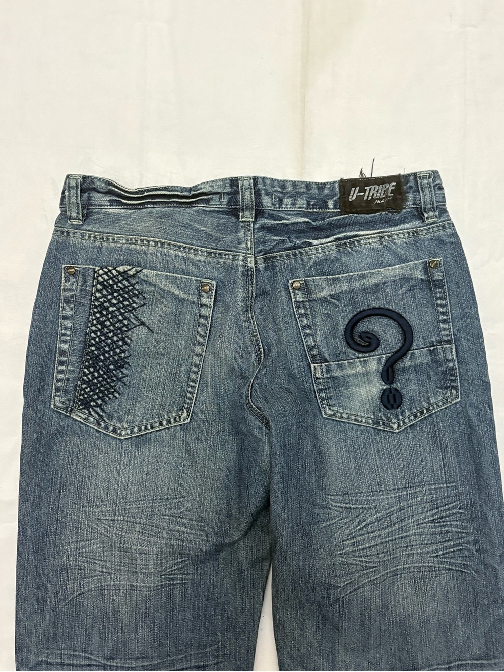 Y2K 2000s grunge style Embroidered Blue Baggy Jeans | $50